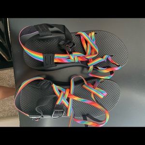 Women’s rainbow colored Chacos size 9